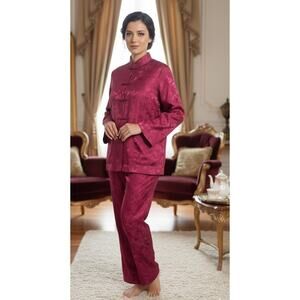 Bloomingdales Asian 3 Peice complete Vtge PJ's with bag Sz M never worn Magenta